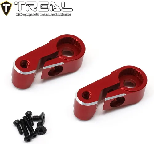 Miniatura 2 de TREAL Aluminio 7075 Servo Cuerno 25T Dirección Servo Brazo (2pcs) Compatible con 1/18 TRX4M (Rojo)