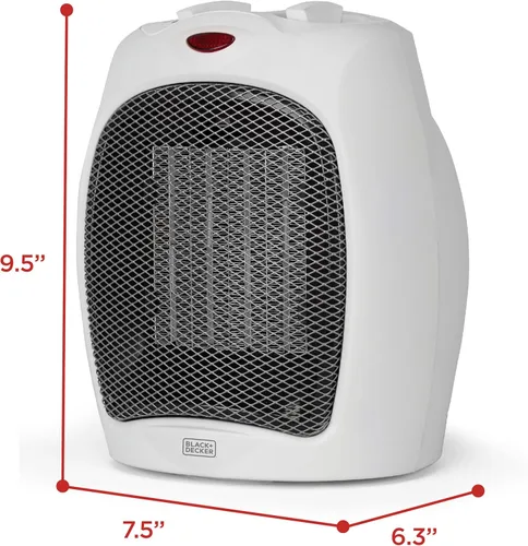 Miniatura 7 de BLACK+DECKER - Calentador de espacio portátil de 1500 W, calentador de espacio pequeño con protección contra sobrecalentamiento para uso en Blanco