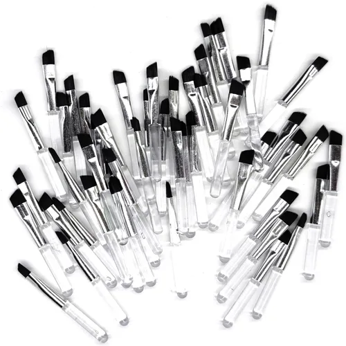 50 cepillos angulares para cejas, 2 pulgadas, plano inclinado de alta calidad, cepillo de tinte, cepillo de mezcla cosmética, cepillo de maquillaje