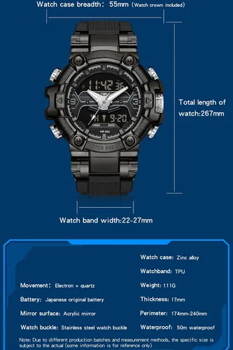 Miniatura 9 de findtime Relojes de diseñador genial para hombre, color azul, gran cara, relojes para hombres, electrónico único, deportivo, militar, audaz