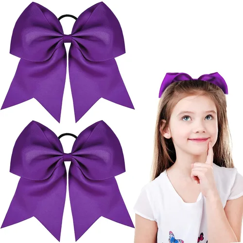 Miniatura 27 de 2 paquetes de lazos grandes para animadoras de 8 pulgadas con soporte para coleta, lazos grandes para el cabello para uniformes de sóftbol para Negro