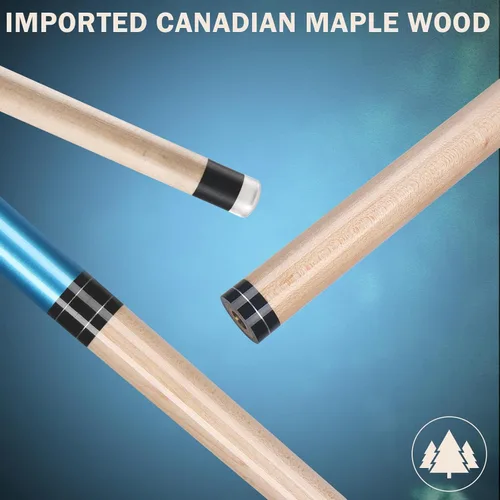 Miniatura 2 de IIQ 2 en 1 Jump Break Stick 23 ~ 25oz 28oz Heavy Hitter Jump Break Pool Cue Stick 3 piezas de madera de arce canadiense Azul 23~25oz