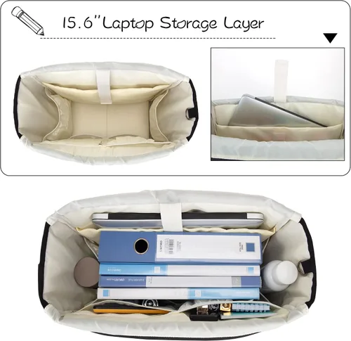 Miniatura 2 de LoDrid Bolsa para profesores con almohadilla inferior, capa de almacenamiento separada para laptop (hasta 15.6 pulgadas), bolsas para profesores