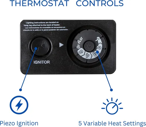 Miniatura 4 de ProCom - Calentador de placa infrarroja de gas natural sin ventilación con pies de base - 30,000 BTU, control con termostato - Modelo# MN300TPA-B