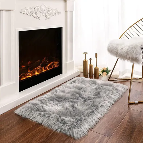 Miniatura 125 de Latepis - Tapete rectangular de piel sintética tipo lana de oveja suave, esponjosa y lavable para sala de estar, dormitorio, sala de juegos o Blanco