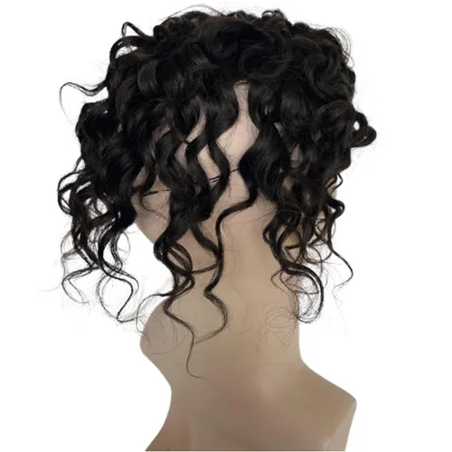Miniatura 6 de Voloria Toupee - Extensiones de pelo rizado de 8 pulgadas para hombre, sistema de reemplazo de cabello humano virgen 100% europeo para hombres, red