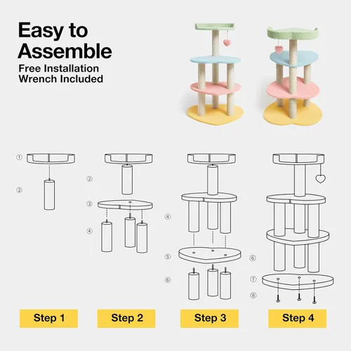 Miniatura 6 de VETRESKA Árbol para gatos Torre para gatos de 38.6'' para gatos de interior con postes de rascado cubiertos de yute y plataforma en forma de Árbol