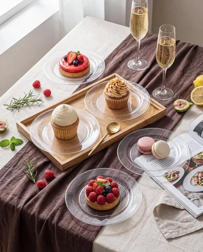 Miniatura 5 de bUCLA 100 platos de plástico transparente – 6.25 pulgadas de alta calidad desechables para ensalada/postre/aperitivo/platos pequeños para tartas