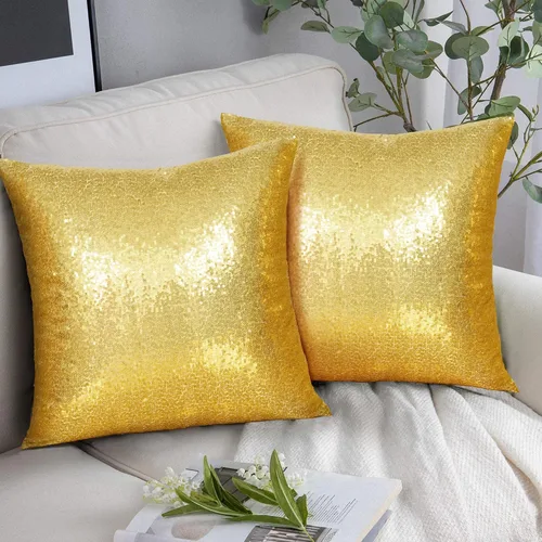 Miniatura 5 de Poise3EHome Fundas de almohada doradas de 18 x 18 pulgadas, fundas de almohada decorativas con lentejuelas para sofá, cama, sala de estar, Navidad