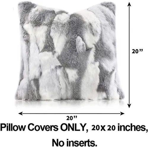 Miniatura 3 de Fundas de almohada de piel natural auténtica, almohadas de piel de conejo real de 20 x 20 pulgadas, funda de almohada sedosa súper suave, funda