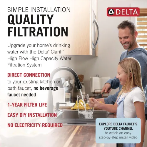 Miniatura 2 de Sistema de filtro de agua Delta Clarifi de alto flujo debajo del fregadero, filtro de agua para grifo de fregadero de cocina y baño, DWQ3501510