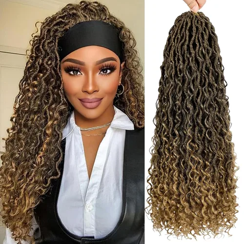 Miniatura 37 de Rastas sintéticas de cabello de ganchillo de 10 pulgadas, cabello de ganchillo Ombre Goddess Locs para mujer, trenzas de ganchillo suaves y rizadas