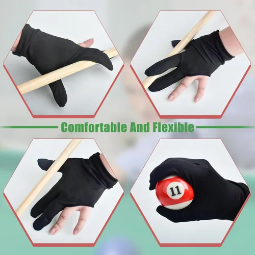 Miniatura 4 de AccEncyc Guantes de billar con 3 dedos, 20 unidades, guantes de billar, guantes deportivos universales para mano izquierda derecha, guantes