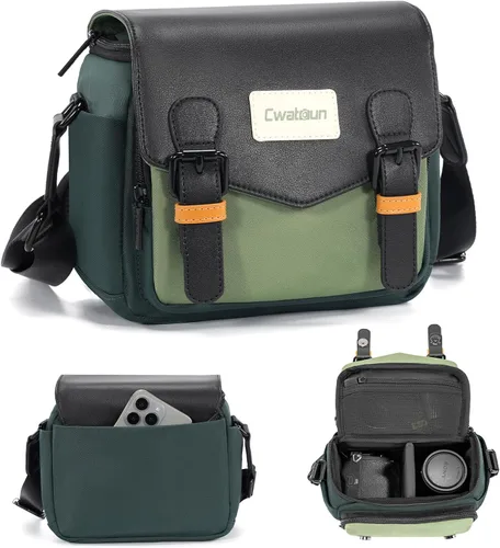 Miniatura 8 de Cwatcun Bolsa para Cámara Bolsa de Mensajero Cruzada de Hombro para Cámara, Bolsa de Fotografía de Viaje para Hombres/Mujeres con Soporte para Blanco