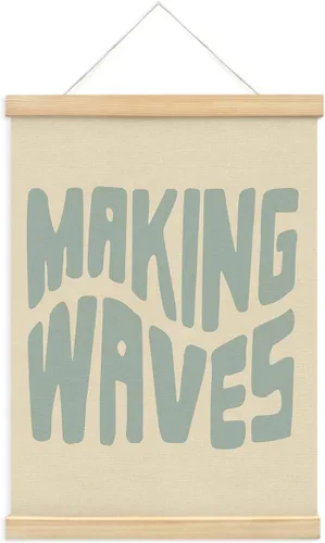 PLKMN Decoración de pared de playa de surf, arte de pared de olas con colgador de póster de madera, arte de pared costero de verano, 12 x 16