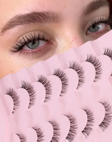 Miniatura 20 de Jiocolor Pestañas naturales pestañas postizas finas pestañas postizas cortas aspecto natural banda transparente pestañas postizas tira pestañas