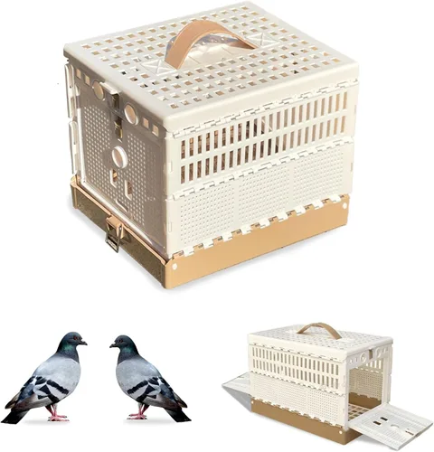 Jaula plegable para palomas de carreras, jaula de viaje, jaula de emparejamiento de plástico de dos puertas, caja nido para entrenamiento y