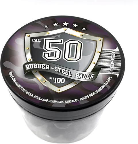 Miniatura 2 de 100 unidades en calibre 50 bolas de acero de goma dura de alta calidad, 0.10 oz, proyectiles reutilizables pesados, bolas de pintura, defensa