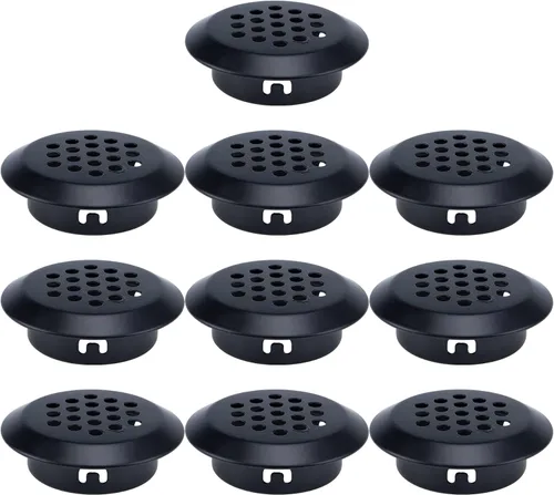 Miniatura 8 de MY MIRONEY 10 rejillas de ventilación circulares negras de 0.8 pulgadas de acero inoxidable con agujero de malla redonda para gabinetes, armarios