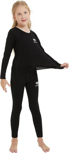 Miniatura 4 de Girl Kids Merino Wool Base Layer Set Top and Bottom Thermal Underwear