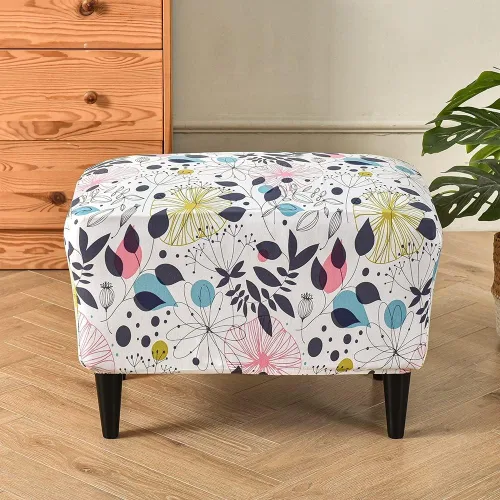 Miniatura 20 de Funda elástica otomana rectangular para taburete, funda de elastano estampada para reposapiés, protector antideslizante para reposapiés, con parte #1