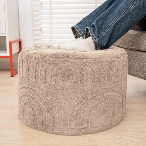 Miniatura 19 de Asuprui Reposapiés Otomano de Tela de Felpa – Puf de Espuma Suave de 20"x14" con Funda Extraíble Perfecto para Sala de Estar, Dormitorio y Lino
