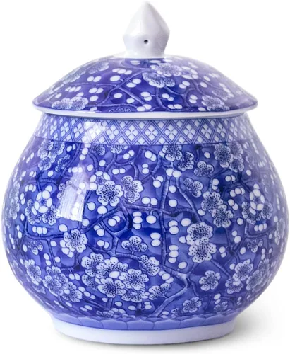 Miniatura 9 de Dahlia Bote de té de porcelana azul y blanco para té suelto, hermético Jingdezhen Tea Caddy, peonía 250 ML