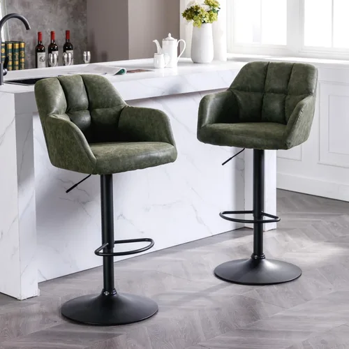 Miniatura 12 de ROCITY Juego de 2 taburetes de bar de terciopelo con respaldo, silla de bar beige para isla de cocina, taburetes de bar modernos con patas de metal