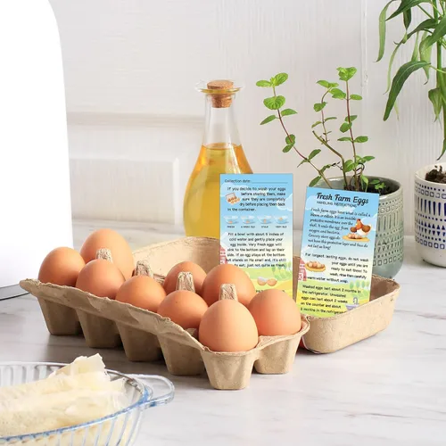 Miniatura 7 de Kisston 200 Piezas Tarjetas de Instrucciones de Manejo de Huevos de Granja Frescos 2 x 3.5'' Sello de Cartón de Huevos de Navidad Tarjetas