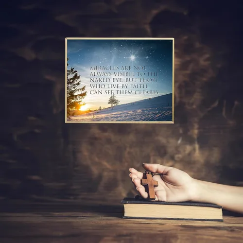 Miniatura 5 de Miracles Not Always Visible to the Naked Eye - Snow Sunset Inspirational Wall Art - Starry Night Motivational Wall Art For Living Room Decor, Home