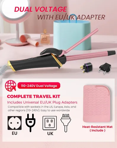 Miniatura 2 de Ukliss Mini rizador de 1/2 pulgada, rizador de barril pequeño de viaje para cabello corto y flequillo, calor rápido de 30 segundos, 5 ajustes