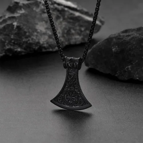 Miniatura 9 de FaithHeart Collar con colgante de hacha vikinga para hombres y mujeres, joyería vikinga nórdica de acero inoxidable con delicado embalaje de regalo