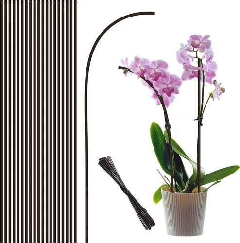 20 piezas de estacas para plantas, varillas para plantas, estacas de soporte de tallo único marrón para jardín, flexibles, para plantas de interior