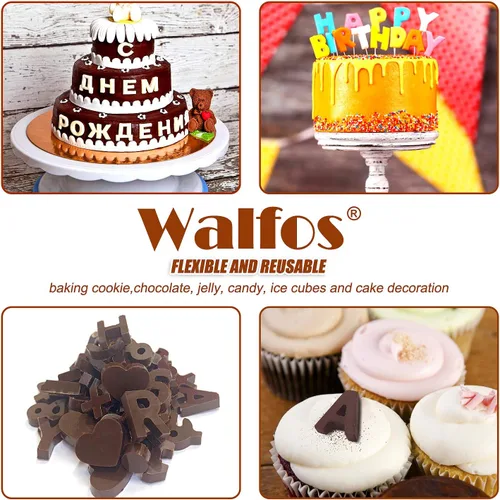 Miniatura 5 de Walfos Molde de silicona para letras y números de chocolate, molde antiadherente para chocolate, hecho de silicona de grado alimenticio, sin BPA