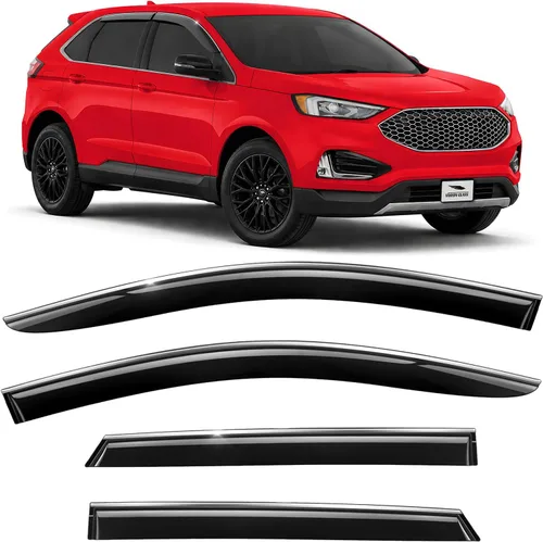 Voron Glass - Cinta adhesiva de borde cromado, protectores de lluvia extra duraderos para Ford Edge 2015-2024, deflectores de ventana, viseras de