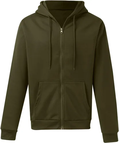 Miniatura 4 de Sudaderas casuales con capucha para hombre, con cremallera completa, para gimnasio, deportes, correr, bolsillos con cremallera, cuello alto, manga