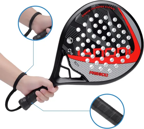 Miniatura 7 de Pala de pádel Superficie de Fibra de Carbono con núcleo de espuma EVA Memory Flex Pala de pádel ligera rojo (8300-Red)