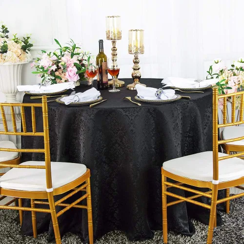 Miniatura 10 de Manteles redondos de poliéster damasco de jacquard marqués de 90 pulgadas para restaurante, cocina, comedor, boda, fiesta, banquete, eventos