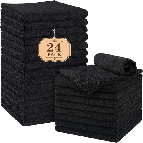Miniatura 9 de Orighty Paquete de 6 toallas de mano negras, toallas de microfibra de secado rápido y absorbentes, de 16 x 28 pulgadas, toalla de yoga blanca ligera