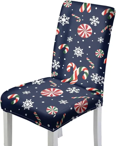 Miniatura 19 de HUGS IDEA Christmas Lights Seat Covers for Dining Room Chairs Set of 6 Xmas Stretch Chair Slipcovers Protector Removable and Washable Kitchen Dining