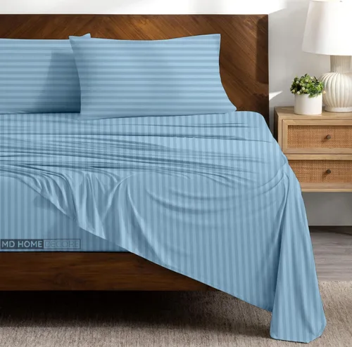 Miniatura 13 de Juego de sábanas tamaño matrimonial con bolsillo extra profundo, juego de ropa de cama de 4 piezas, 100% algodón egipcio, alta densidad de hilos