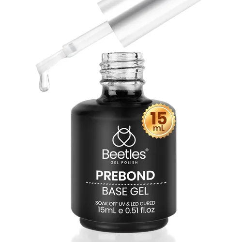 Beetles Esmalte de uñas en gel - Capa base de gel, 15ml, Esmalte de uñas en gel prebondado de larga duración, capa base con lámpara de uñas UV, Capa