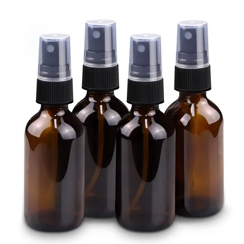 Wedama Mini botellas de spray de vidrio de 2 onzas, botellas pequeñas vacías con cuentagotas de embudo, niebla fina para cabello, viajes, plantas,