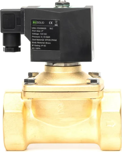 Miniatura 16 de U.S. Solid Válvula solenoide de latón de 1/2" - 12V DC, normalmente cerrada, válvula eléctrica de 10 bar para agua, aire, diésel