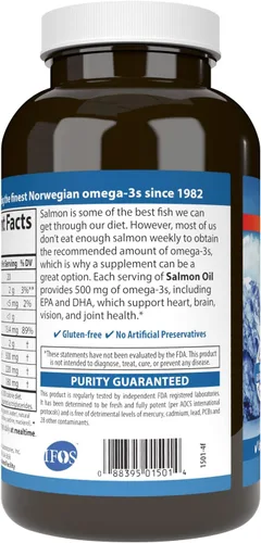 Miniatura 3 de Carlson Aceite de salmón, 500 mg de omega-3, aceite de pescado capturado en la naturaleza noruego, de origen sostenible, 180 cápsulas blandas