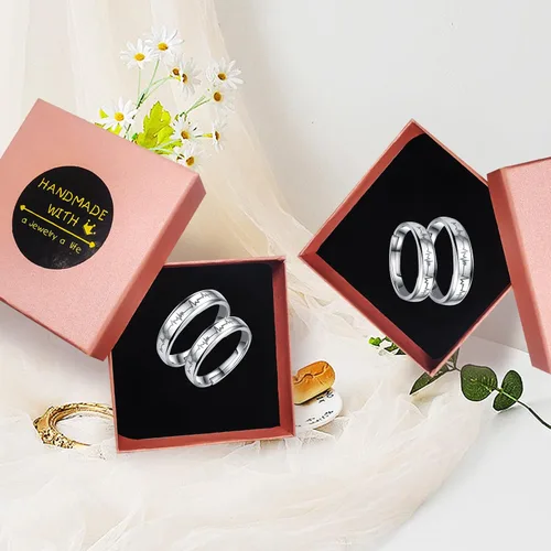 Miniatura 10 de Couples Rings Set Matching Promise Rings Adjustable Wedding Trendy Titanium Stainless Steel Rings for Couples Valentines Day Jewelry