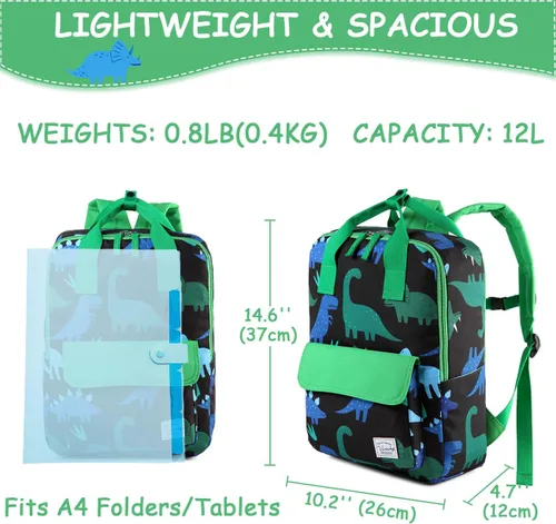 Miniatura 2 de VASCHY Mochilas de dinosaurio para niños, mochila preescolar ligera para niños pequeños
