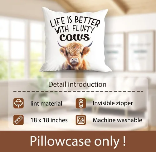 Miniatura 6 de huester Fundas de almohada de vaca Highland de 18 x 18 pulgadas, regalos de vaca de las tierras altas del oeste para mujeres y niñas, fundas