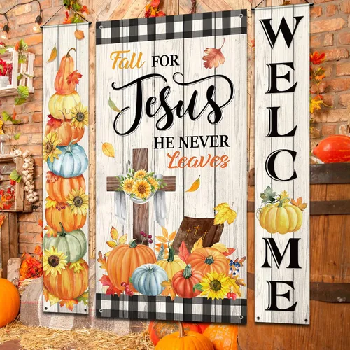 Miniatura 7 de Capoda Cartel de otoño para porche, decoración de puerta colgante de Acción de Gracias, calabaza, hoja de arce, cosecha, cartel de bienvenida