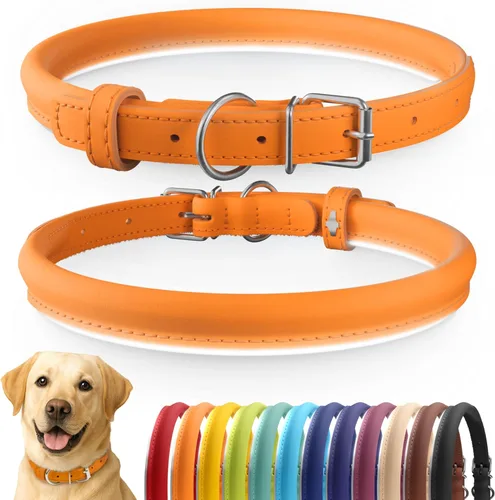 Miniatura 56 de CollarDirect Collar de perro con tachuelas, collares de cuero para mascotas para perros pequeños, medianos y grandes, acolchado suave, marrón, negro